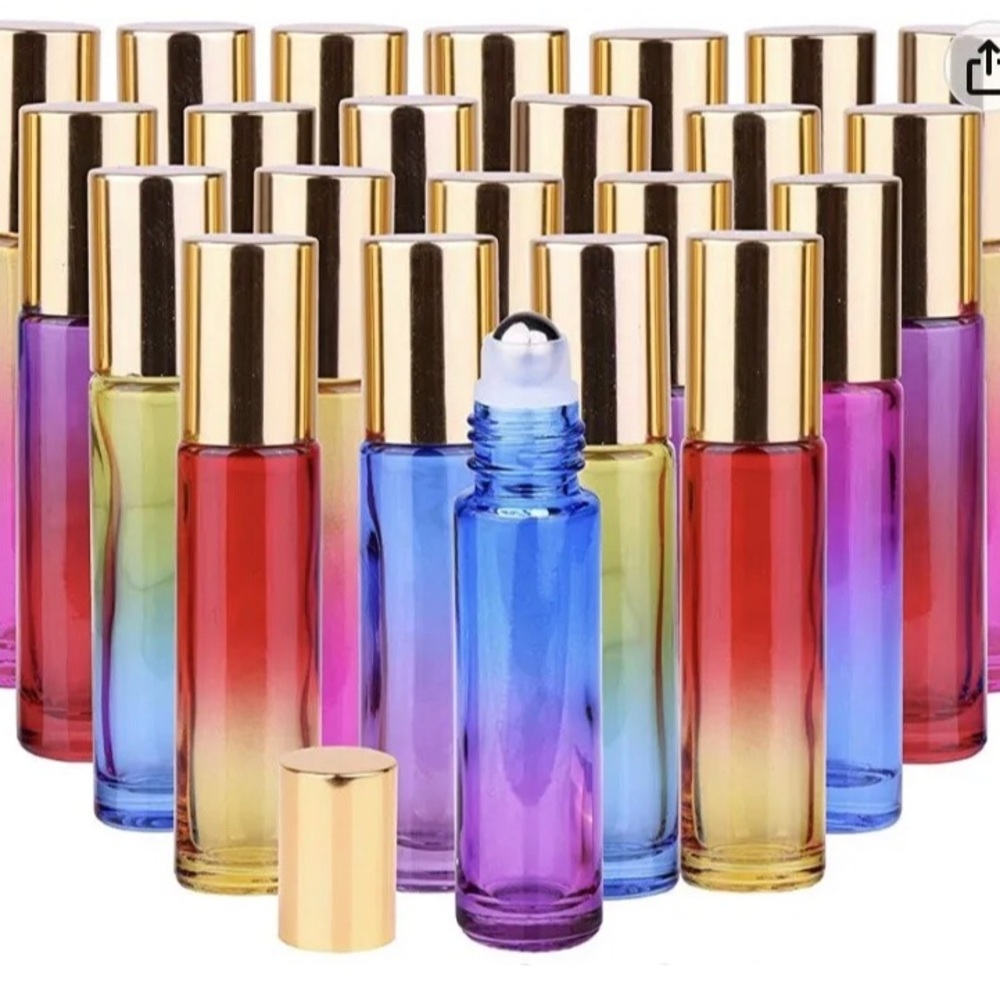 CLEARANCE~24- 10ml Glass Roller Bottles~Gradient Color Essential Oil